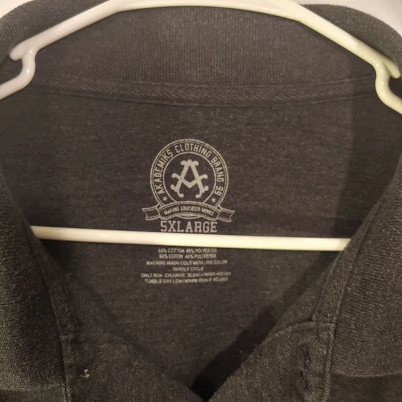 Akademiks Classic Polo Charcoal Men's 5X W/ Fuzzy Textured Akademiks Patch - Picture 2 of 4